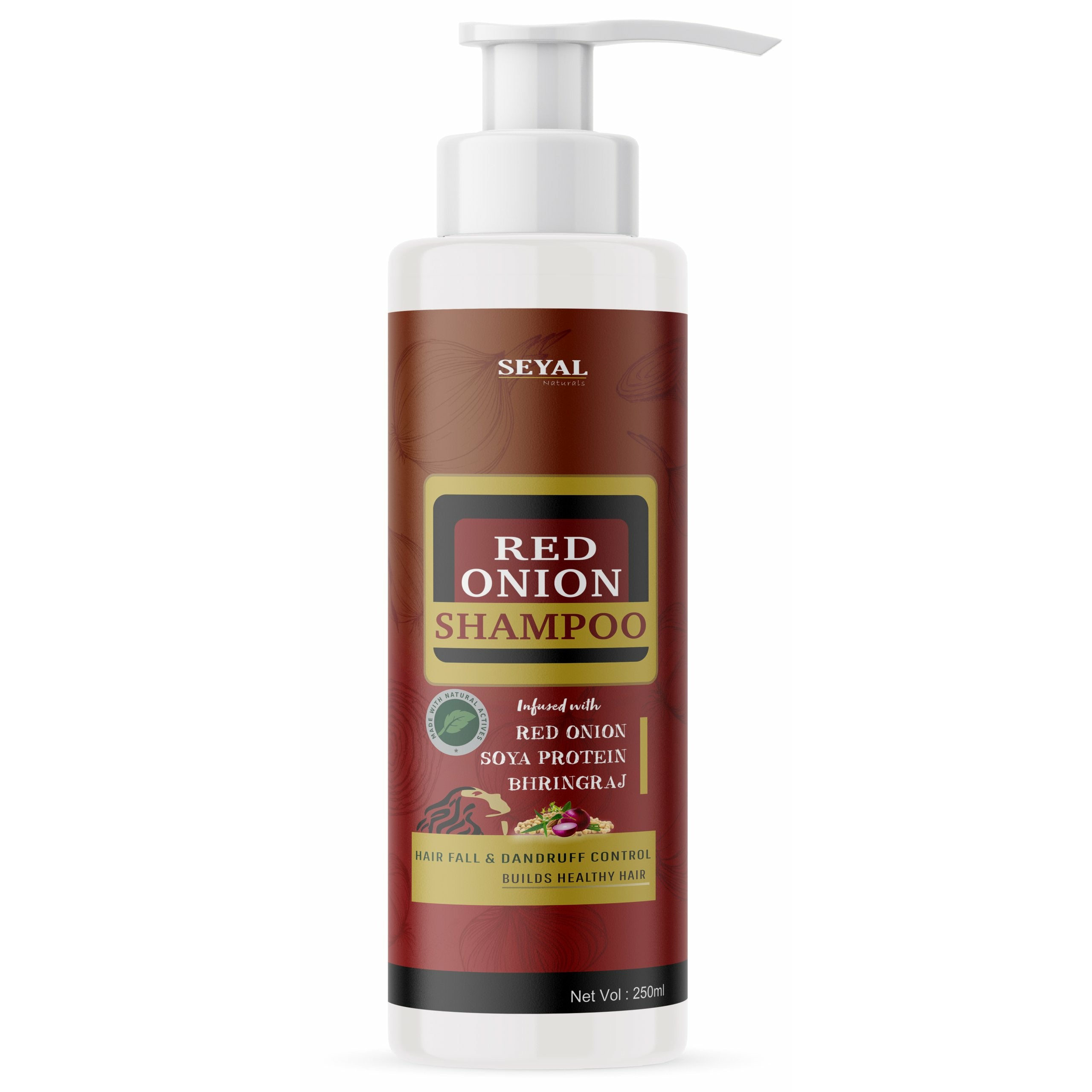 Seyal Red Onion Shampoo Soy Protein & Bhringraj - Hair Growth & Hair Fall Control - 250ml