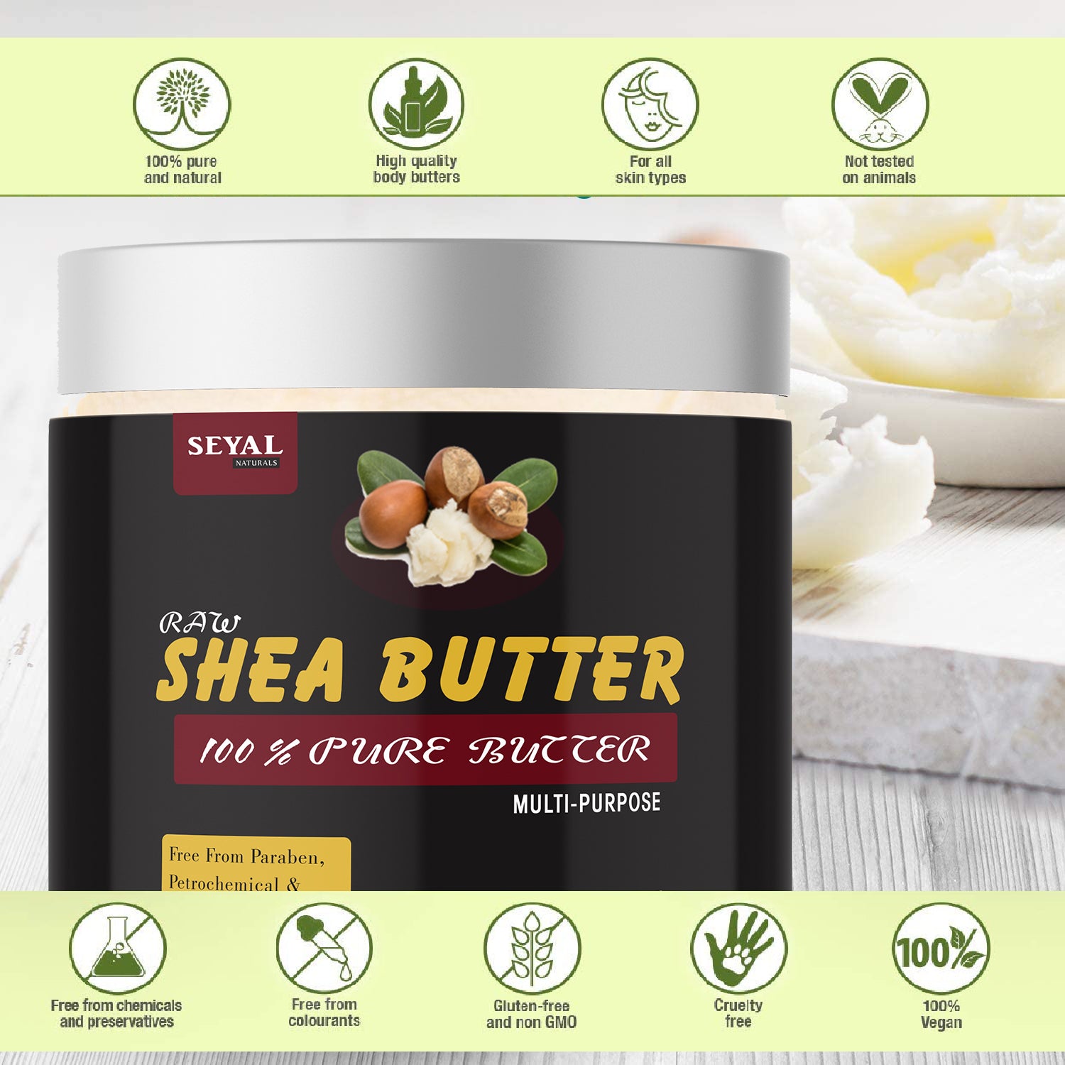 Seyal Raw Shea Butter Body Moisturizer, Stretch Marks Butter - 200g