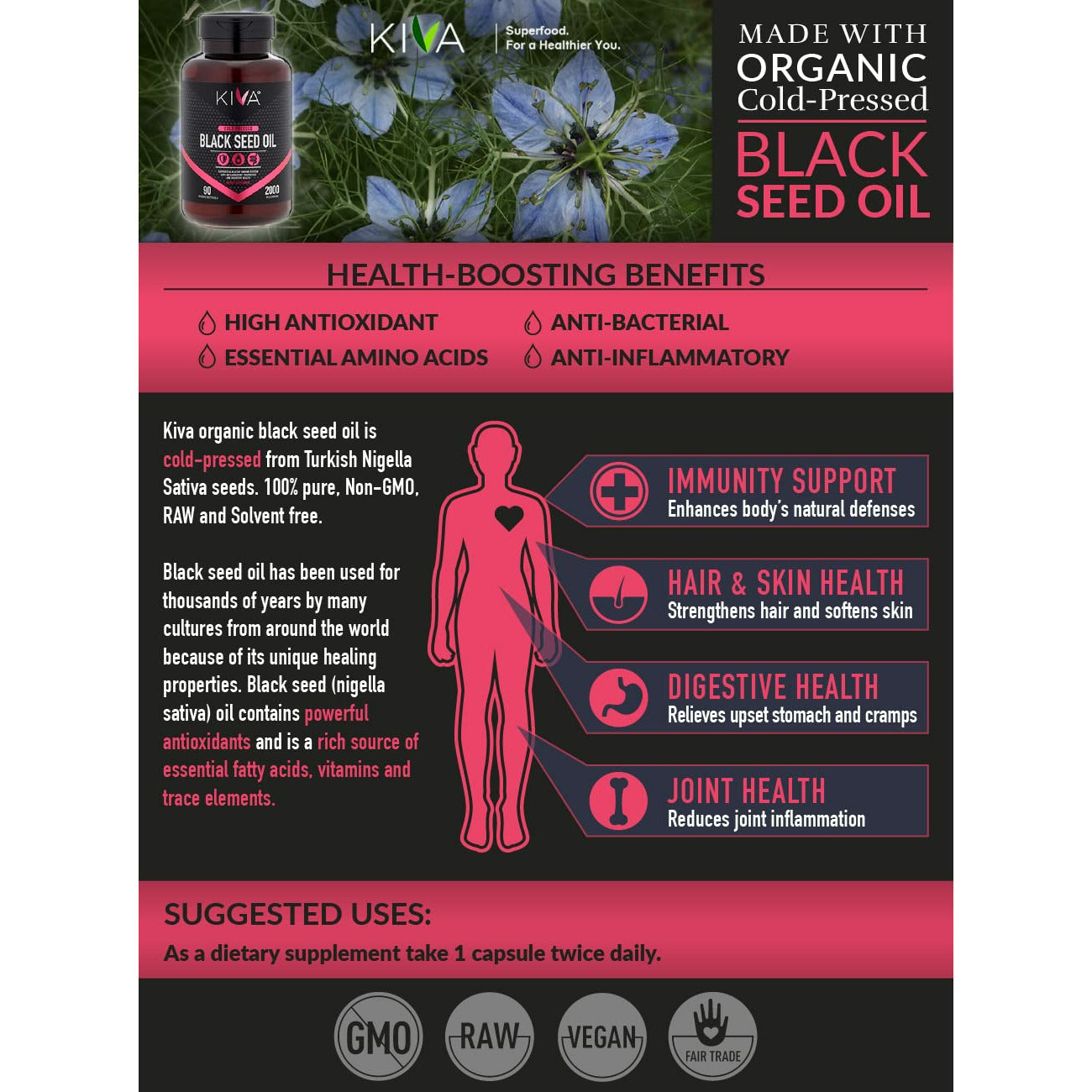 Seyal Kalonji Black Seed Oil Pure & Organic Cold Pressed (250ml)